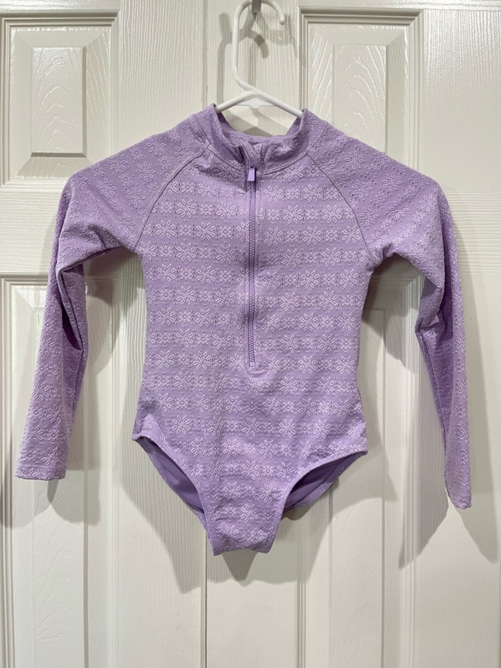 Cotton On Girls Rash Guard One-Piece Swimsuit Lilac 3T-4T